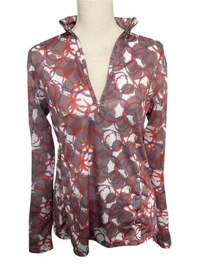 Royal Highness Equestrian Red Purple Abstract Print Mesh Sun Shirt Large‎